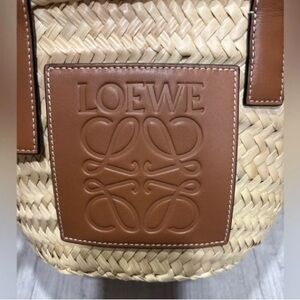 Loewe basket bag in palm leaf and calfskin